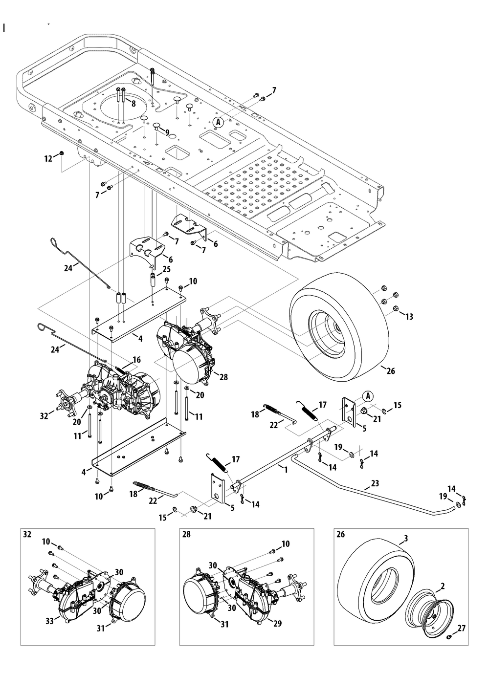 Drive System Diagram and Parts List for RZT-S42ZERO (17AVCEDS710-17WVCEDS710)(2013) Cub Cadet Lawn Tractor
